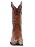 Mens Cognac Crocodile Tail Skin Cowboy Boots - 3X Toe