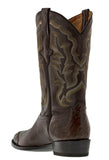 Mens Brown Ostrich Skin Overlay Cowboy Boots - J Toe