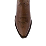 Mens Brown Cowboy Boots Western Wear Solid Leather Snip Toe