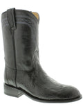 Men's Black Genuine Ostrich Foot Skin Cowboy Boots Roper Toe - CP1