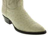 Mens Off White Cowboy Boots Ostrich Quill Skin - J Toe