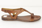 Womens Authentic Huaraches Real Leather Sandals T Strap Cognac - #230