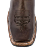 Kids Unisex Genuine Leather Western Wear Boots Dark Brown Square Toe Botas