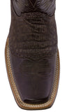 Mens Brown Western Leather Cowboy Boots Alligator Print - Square Toe