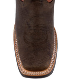 Kids Unisex Genuine Leather Western Wear Boots Cognac Square Toe Botas