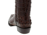 Mens Brown Full Crocodile Tail Print Cowboy Boots - J Toe
