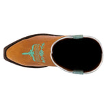 Kids FLR1 Teal Western Cowboy Boots Floral Leather - Snip Toe
