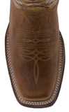 Mens Honey Brown Western Leather Cowboy Boots - Square Toe