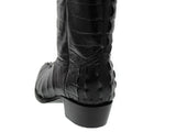 Mens Black Full Crocodile Tail Print Cowboy Boots - Round Toe