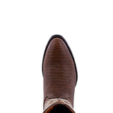 Mens Brown Teju Lizard Print Leather Cowboy Boots Round Toe