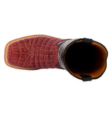 Kids Unisex Western Boots Alligator Belly Pattern Leather Pink Black Square Bota