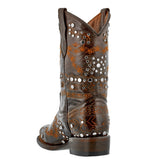 Kids Pescara Brown Western Cowboy Boots Leather - Square Toe
