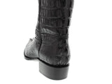 Mens Black Full Crocodile Tail Print Cowboy Boots - J Toe