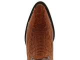 Mens Cognac Crocodile Hornback Skin Cowboy Boots - J Toe