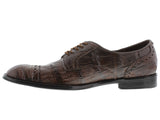 Dolce Pelle - Men's Brown Full Genuine Crocodile Derby Shoes Semi Brogues