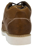 Mens Light Brown Leather Work Shoes Lace Up Soft Toe - #200FM