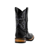 Mens Black Western Wear Leather Cowboy Boots - Square Toe