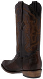 Men's Rustic Cognac Genuine Ostrich Leg Skin Cowboy Boots J Toe