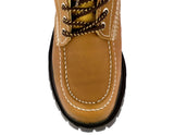 Mens Tan Leather Anti Slip Work Boots Lace Closure