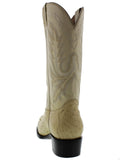 Mens Off White Ostrich Skin Leather Cowboy Boots - Round Toe