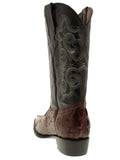 Mens Black Cherry Crocodile & Ostrich Print Leather Cowboy Boots J Toe