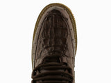 Men's Brown Genuine Crocodile & Ostrich Skin Western Style Shoes
