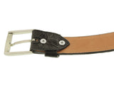 Black Western Cowboy Belt Anteater Print Leather - Silver Buckle