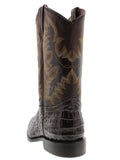 Men's Brown Crocodile Belly Pattern Leather Cowboy Boots - Roper Toe