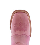 Womens MC560 Pink Stitched Leather Cowboy Boots Square Toe