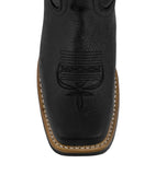 Kids Unisex Genuine Leather Western Wear Boots Black Square Toe Botas