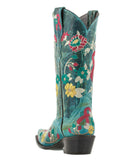 Women's Turquoise Breast Cancer Awareness Ribbon Cowgirl Boots - Snip Toe
