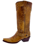 Womens Hayek Sand Leather Cowboy Boots Studded - Snip Toe
