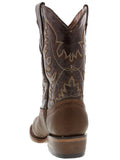Kids Grizzly Cognac Western Cowboy Boots Leather - Square Toe