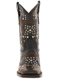 Kids Pescara Black Western Cowboy Boots Leather - Square Toe