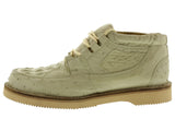 Men's Off-White Genuine Crocodile & Ostrich Skin Western Style Shoes.