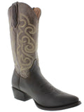 Mens Western Cowboy Boots Brown Classic Solid Leather Rodeo J Toe