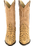 Mens Rustic Sand Alligator Tail Print Leather Cowboy Boots J Toe