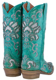 Women's Arabe Turquoise Inlay Fashion Leather Cowgirl Boots - Snip Toe