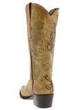 Womens Mesina Sand Leather Cowboy Boots Floral - Snip Toe