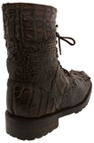 Men's Brown Full Alligator Skin Leather Motorcycle Boots Round