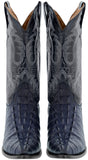 Mens Denim Blue Alligator Tail Print Leather Cowboy Boots J Toe