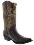 Men's Black Genuine Ostrich Leg Skin Leather Cowboy Boots J Toe