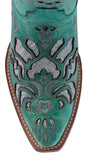 Women's Arabe Turquoise Inlay Fashion Leather Cowgirl Boots - Snip Toe