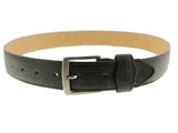 Black Western Cowboy Belt Shark Print Leather - Silver Buckle