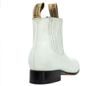 Men's Off White Nubuck Leather Ankle Boots Round Toe