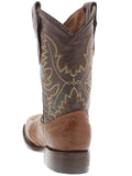 Kids Grizzly Honey Brown Western Cowboy Boots Leather - Square Toe