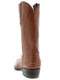 Rustic Brown Leather Cowboy Boots Real Crocodile Tail Skin J Toe