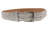 Off White Western Belt Alligator Tail Print Leather - Silver Buckle
