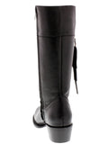 Womens Italia Black Leather Cowboy Boots Equestrian - Round Toe