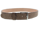 Brown Western Cowboy Belt Shark Print Leather - Silver Buckle